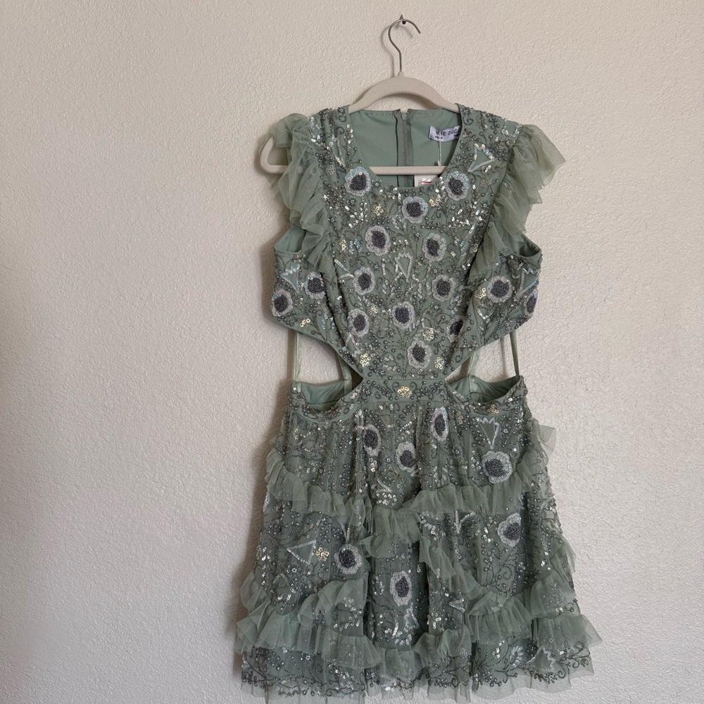 MAC DUGGAL Floral Beaded Ruffle Mini Dress - Picture 5 of 13